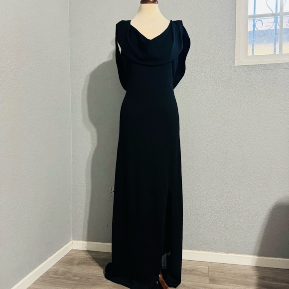 Zara Bloggers Fav Black Prom Elegant Open Back Fluid Neck Knit Maxi Dress Sz L - Picture 6 of 15